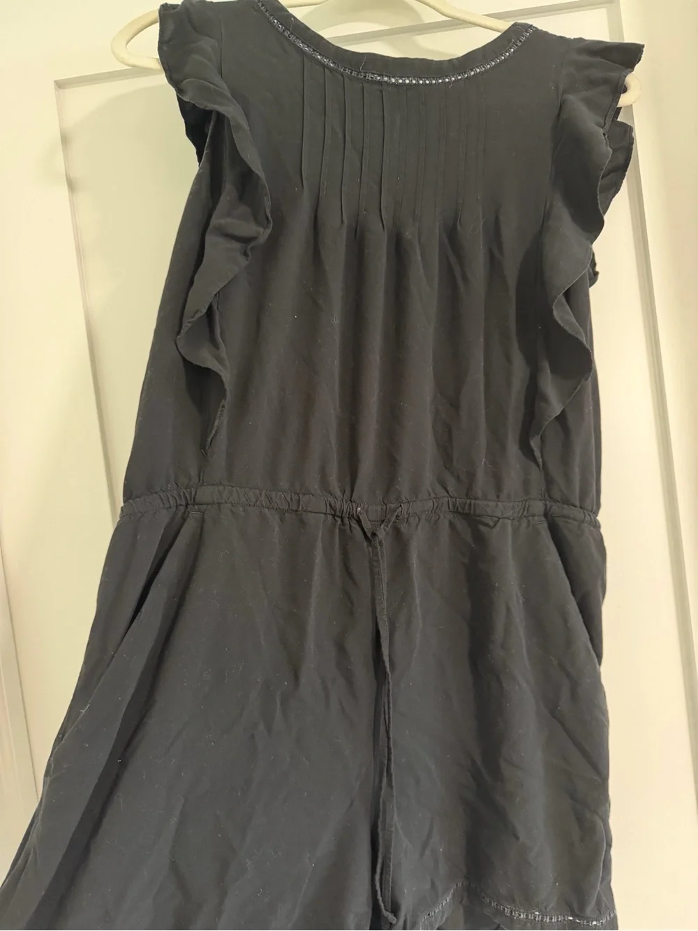 LOFT Black Ruffle Sleeve Romper